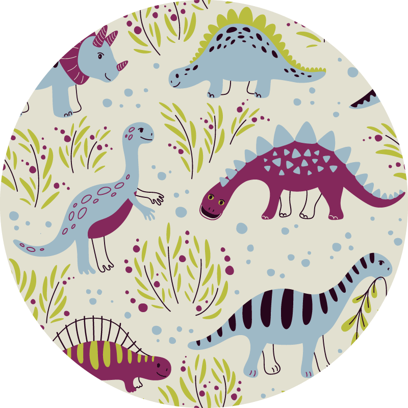 Dinosaur Whimsy Round Area Rug Daloun.com